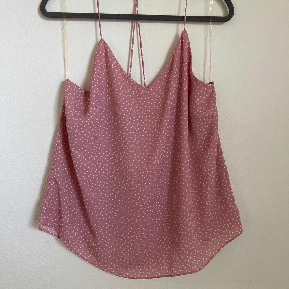 Active USA Pink Polka Dot Cami Tank Flowy Strappy Y2K Boho Summer Top Size XL
